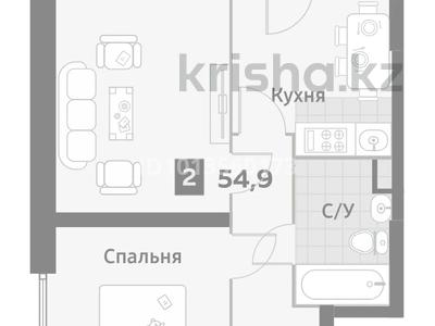 2-бөлмелі пәтер · 54.3 м² · 2/12 қабат, мкр Аккент, Омарова 1, бағасы: ~ 25.3 млн ₸ в Алматы, Алатауский р-н