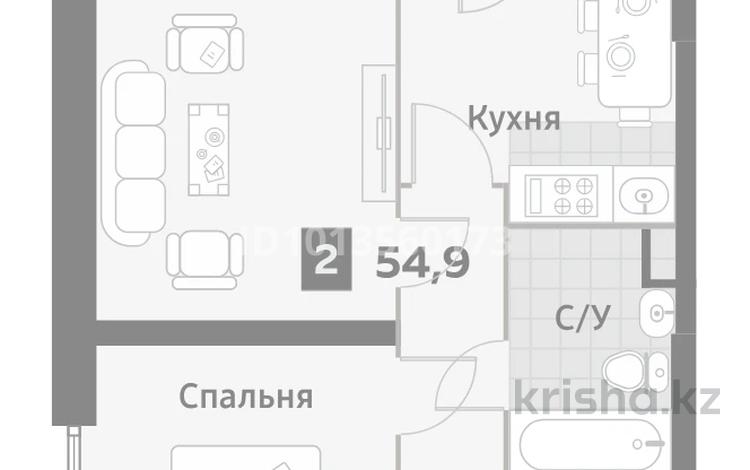 2-бөлмелі пәтер · 54.3 м² · 2/12 қабат, мкр Аккент, Омарова 1, бағасы: ~ 25.3 млн ₸ в Алматы, Алатауский р-н — фото 4