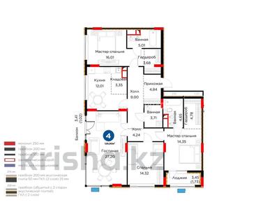 4-комнатная квартира · 129.9 м² · 9/9 этаж, Сагадат Нурмагамбетов 15, 16 за ~ 92.7 млн ₸ в Астане, Сарайшык р-н