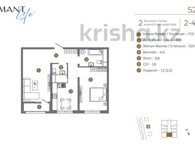 2-бөлмелі пәтер · 52.9 м², Мангилик Ел 74, бағасы: ~ 28.6 млн ₸ в Астане