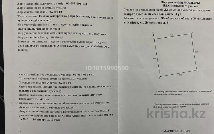 Участок · 25 соток, Демесинов 3 за 2.6 млн ₸ в Бауыржан Момышулы — фото 2
