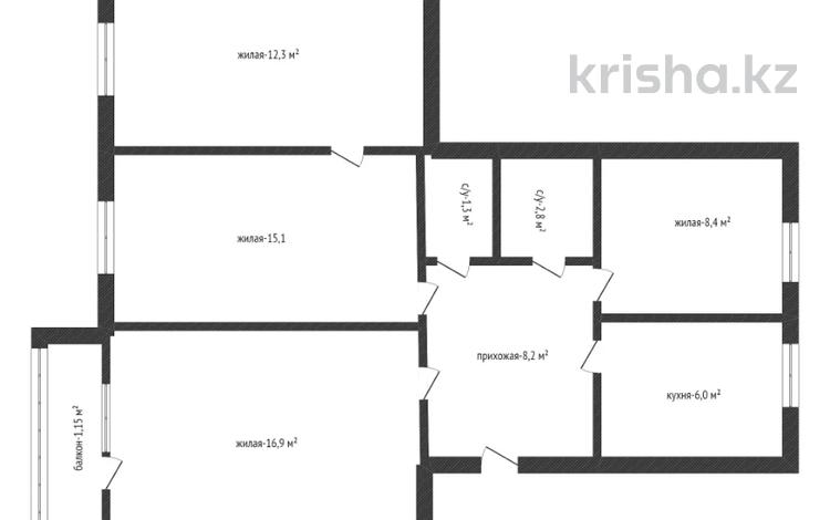 4-комнатная квартира · 72.9 м² · 6/6 этаж, Ашимова