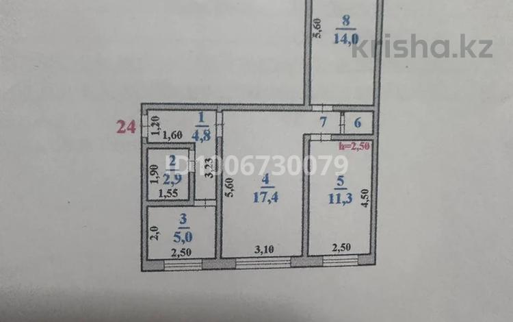 3-бөлмелі пәтер · 58 м² · 1 қабат, Молдагулова 12 — Республики, бағасы: 24 млн ₸ в Шымкенте, Енбекшинский р-н — фото 2