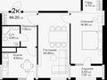 2-бөлмелі пәтер · 66.2 м² · 9 қабат, ул. Е-36 13, бағасы: ~ 47.1 млн ₸ в Астане, Нура р-н