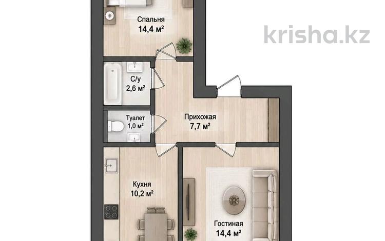 2-бөлмелі пәтер · 48 м² · 1/2 қабат, Школьная 16, бағасы: 10.6 млн ₸ в Кокшетау — фото 2