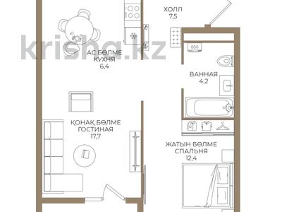 2-бөлмелі пәтер · 49.8 м² · 6/9 қабат, Ботакоз 5, бағасы: ~ 30.5 млн ₸ в Алматы, Алатауский р-н