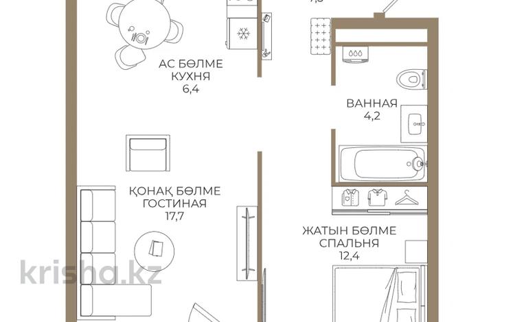 2-бөлмелі пәтер · 49.8 м² · 6/9 қабат, Ботакоз 5, бағасы: ~ 30.5 млн ₸ в Алматы, Алатауский р-н — фото 2
