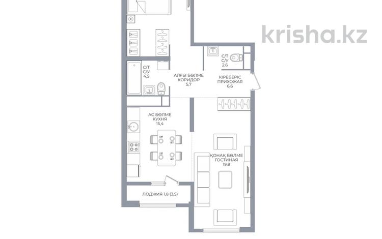 2-комнатная квартира · 80 м² · 13/16 этаж, Каныша Сатпаева 90/55Б — ЦЕНА СО СКИДКОЙ⭐️КОМИССИЮ С ПОКУПАТЕЛЯ НЕ БЕРЕМ️️ за ~ 59.2 млн ₸ в Алматы, Бостандыкский р-н — фото 2