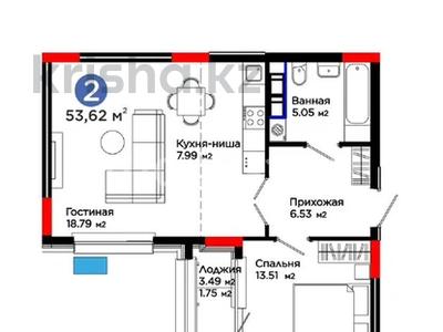 2-бөлмелі пәтер · 54 м², Е-321 4, бағасы: 36.5 млн ₸ в Астане, Есильский р-н