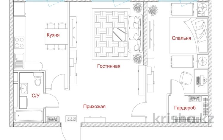 2-комнатная квартира, 60.4 м², 1/9 этаж, Райымбек батыра 163