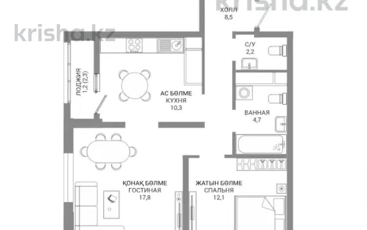 2-комнатная квартира · 57.8 м² · 5/16 этаж, Пр. Мангилик ел, напротив республиканской мечети 74/1 — Мангилик Ел за 37 млн ₸ в Астане, Есильский р-н — фото 3