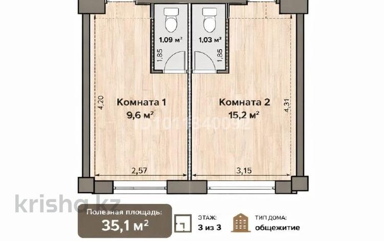 2-бөлмелі пәтер · 35.1 м² · 3/3 қабат, мкр Кокмайса (Дорожник), мкр Дорожник 7, бағасы: 22 млн ₸ в Алматы, Жетысуский р-н — фото 2