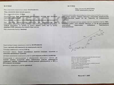 Жер телімі · 33 сотық, Нижнее Тайынты, побережье — Водохранилище, бағасы: 2.2 млн ₸ в Верхние Таинты
