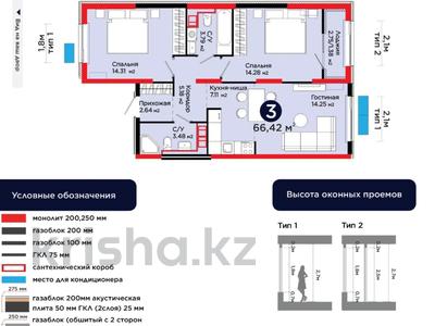 3-бөлмелі пәтер · 66.42 м² · 7/9 қабат, Райымбек 535/2, бағасы: 37 млн ₸ в Алматы, Алатауский р-н