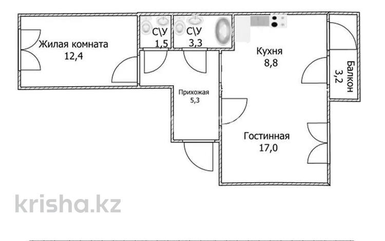 2-комнатная квартира · 54 м² · 7/10 этаж, А 92 5/2 — Байтурсынова за 19.5 млн ₸ в Астане, Алматы р-н — фото 2