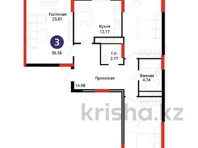 3-комнатная квартира · 96.56 м² · 7/14 этаж, Е-429 14 за ~ 40.6 млн ₸ в Астане, Нура р-н