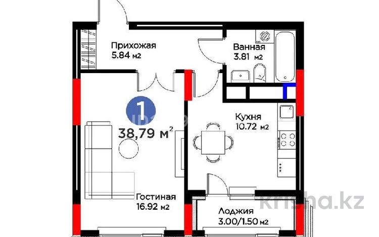 1-бөлмелі пәтер · 39 м² · 8/14 қабат, Сагадат Нурмагамбетов 17, бағасы: 25.9 млн ₸ в Астане, Сарайшык р-н — фото 3