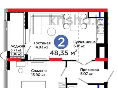 2-бөлмелі пәтер · 50 м² · 9/15 қабат, Бухар жырау, бағасы: 50.5 млн ₸ в Астане, Нура р-н
