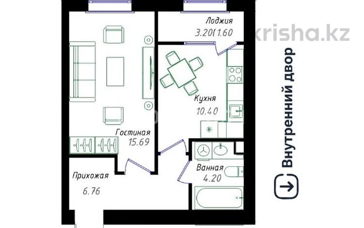 1-комнатная квартира · 38.65 м² · 12/12 этаж, Ч. Айтматова 1 — Айтматова-Мухамедханова за 19.2 млн ₸ в Астане, Нура р-н — фото 2