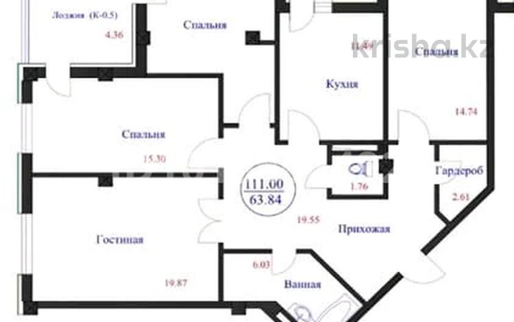 4-бөлмелі пәтер · 111 м² · 7/9 қабат, Е 418 10, бағасы: 29.5 млн ₸ в Астане, Нура р-н — фото 2
