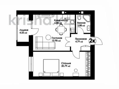 2-комнатная квартира · 51.4 м² · 10/12 этаж, Жошы хан 13 — 809 за ~ 21 млн 〒 в Астане, Есильский р-н