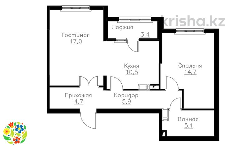 2-комнатная квартира, 57.96 м², 5/16 этаж, Абишева 36 за 33.8 млн 〒 в Алматы, Наурызбайский р-н — фото 7
