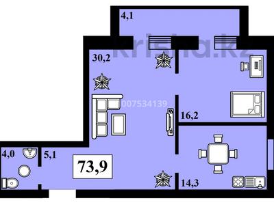 2-бөлмелі пәтер · 74.1 м² · 5/5 қабат, Посмакова 64 — ЦУМ, прокуратура, фитнес центр Арена, бағасы: ~ 40.8 млн ₸ в Семее