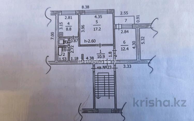 2-комнатная квартира · 53.5 м² · 3/5 этаж, Олимпийская 20 за 11 млн ₸ в Курчатове — фото 2