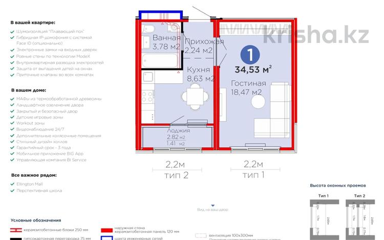 1-бөлмелі пәтер · 34.53 м² · 9/14 қабат, проспект Улы Дала 14 — СДАЧА В ИЮНЕ, бағасы: 19 млн ₸ в Астане, Нура р-н — фото 8