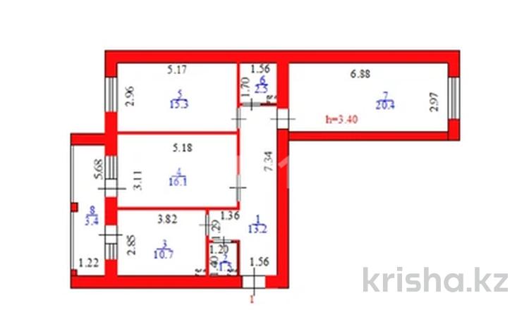 3-комнатная квартира, 83.1 м², 1/12 этаж, Бухар жырау 13 — 809