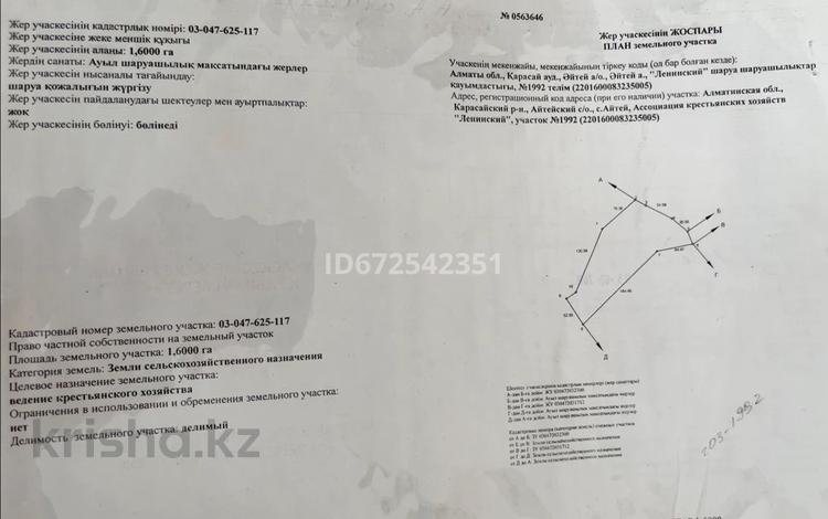 Участок 1.6 га, Айтей за 6 млн 〒 — фото 2