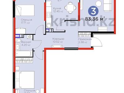 3-комнатная квартира, 83.36 м², 6 этаж, мкр Кайрат 135/11 за ~ 35.8 млн 〒 в Алматы, Турксибский р-н