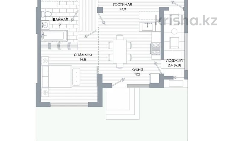 2-комнатная квартира · 78.5 м² · 1/3 этаж, Кенесары хана за ~ 100.2 млн ₸ в Алматы, Наурызбайский р-н — фото 2
