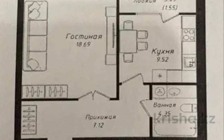 1-комнатная квартира · 41.23 м² · 9/12 этаж, Улы Дала 38/1 за 26 млн ₸ в Астане, Нура р-н — фото 2