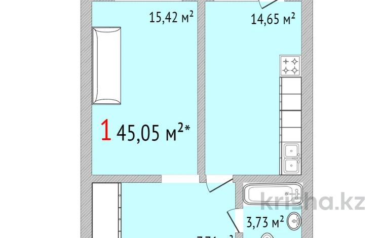 1-комнатная квартира, 43.5 м², победы 70 за ~ 17.8 млн 〒 в Костанае — фото 2