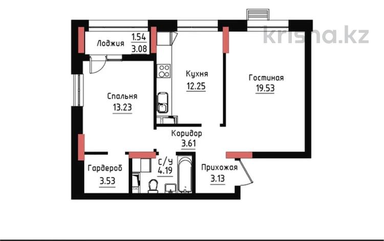 2-комнатная квартира · 61.1 м² · 4/9 этаж, Чингиз Айтматов 24/4 за ~ 38 млн ₸ в Астане, Нура р-н — фото 2