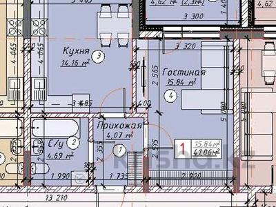1-комнатная квартира · 41.06 м² · 9/14 этаж, Айтматова 57 за ~ 23 млн ₸ в Астане, Нура р-н