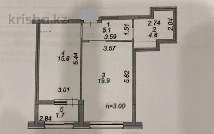 1-бөлмелі пәтер · 47.3 м² · 3 қабат, Жошы Хан 20, бағасы: 42.5 млн ₸ в Астане, Есильский р-н — фото 2
