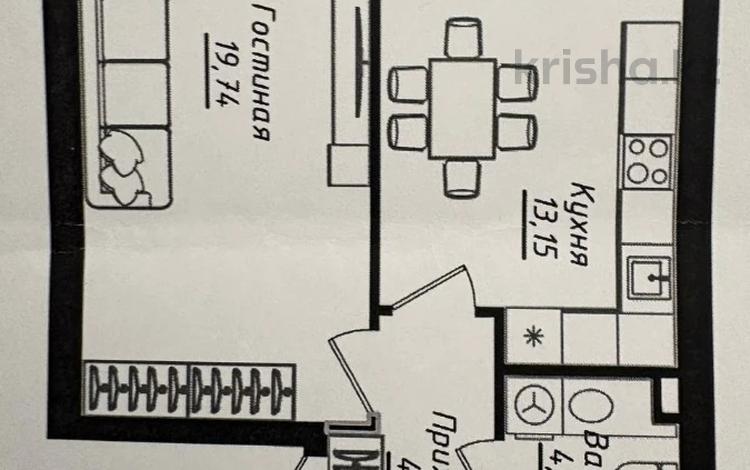 1-комнатная квартира · 43.44 м² · 5/12 этаж, Жумекен Нажимеденов 26 за 28 млн ₸ в Астане, Сарайшык р-н — фото 2