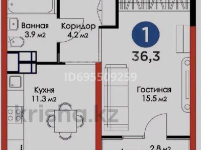 1-комнатная квартира, 36.3 м², 9/12 этаж, ​Туркия 1280/2 за 17.4 млн 〒 в Шымкенте, Туран р-н