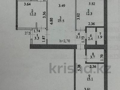 3-комнатная квартира · 78.6 м² · 5/7 этаж, А. Байтурсынова 38 за 32 млн ₸ в Астане, Алматы р-н