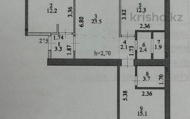 3-комнатная квартира · 78.6 м² · 5/7 этаж, А. Байтурсынова 38 за 32 млн ₸ в Астане, Алматы р-н — фото 2