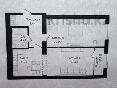 2-бөлмелі пәтер · 68.1 м² · 5/6 қабат, Ивана Панфилова 85, бағасы: 49 млн ₸ в Астане, Сарайшык р-н