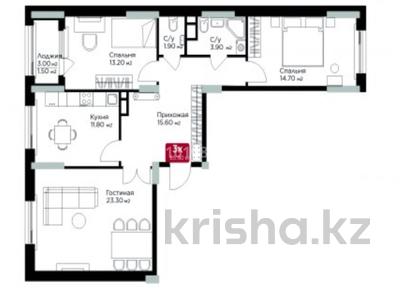 3-бөлмелі пәтер · 87 м² · 4/9 қабат, Е-36, 6 6 — Е-36,6, бағасы: 47.8 млн ₸ в Астане, Нура р-н