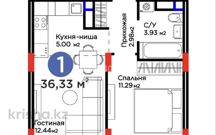 1-комнатная квартира · 36.33 м² · 7/9 этаж, Е 908 23 за 23 млн ₸ в Астане, Нура р-н — фото 13