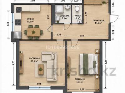2-комнатная квартира · 70 м² · 2/3 этаж, мкр Ерменсай 20 к2 за 59.3 млн ₸ в Алматы, Бостандыкский р-н