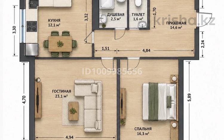 2-комнатная квартира · 70 м² · 2/3 этаж, мкр Ерменсай 20 к2 за 59.3 млн ₸ в Алматы, Бостандыкский р-н — фото 11