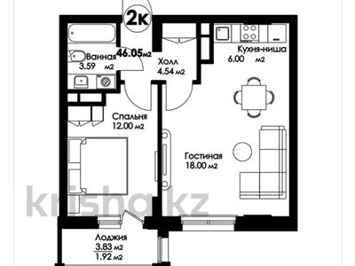 2-комнатная квартира, 46.5 м², 8/8 этаж, Мангилик Ел 82 — Е497 за 27 млн 〒 в Астане, Есильский р-н
