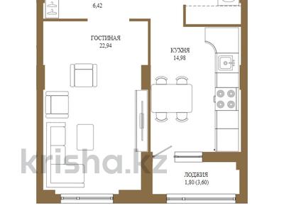 2-комнатная квартира · 51.39 м² · 12/18 этаж, Достык 8/5 за ~ 36.2 млн ₸ в Астане