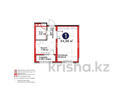1-комнатная квартира · 34.5 м² · 7/9 этаж, Е 511 36 — Бигвиль Кербез за 28 млн ₸ в Астане, Есильский р-н
